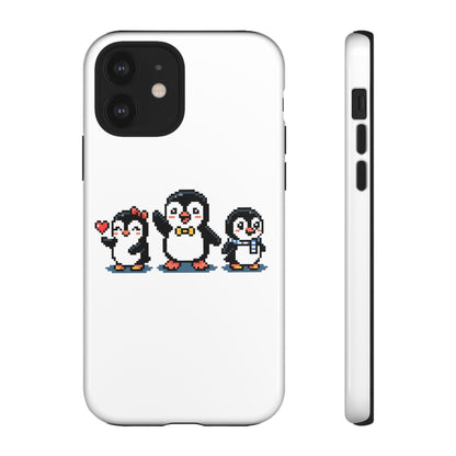 Penguin Pixel Trio Phone Case — Cute Retro 8‑Bit Penguin Family Protective Cover